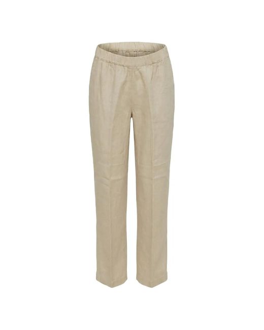 120% Lino Natural Elasticated-Waistband Pressed-Crease Trousers