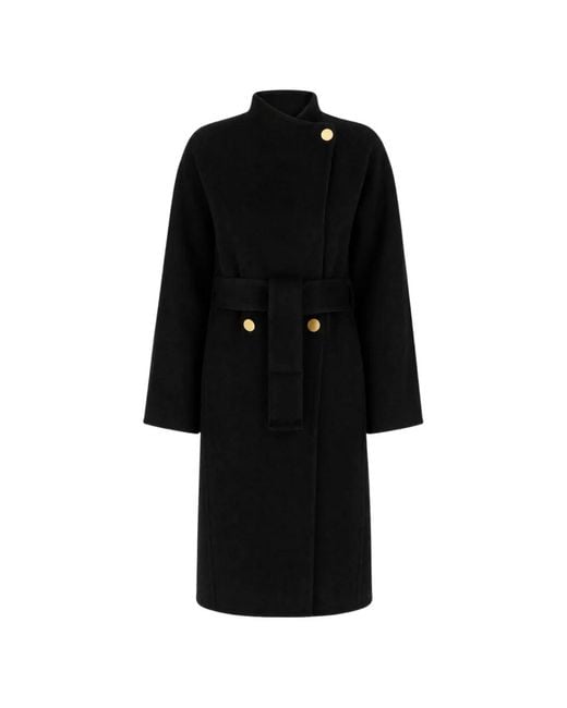 Alberta Ferretti Black Belted Button-Detail Coat