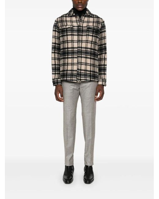Eleventy Black Checkered Shirt Jacket for men