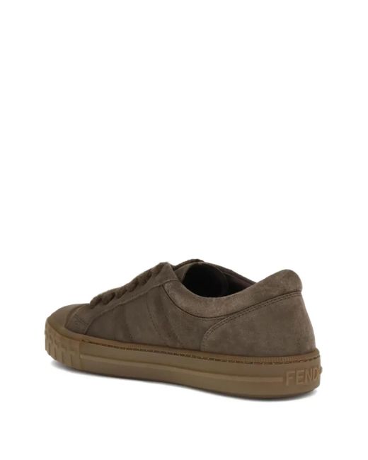 Fendi Brown Domino Logo Trainers for men