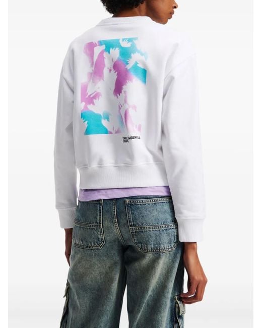 Karl Lagerfeld White Regular Box Floral Sweatshirt