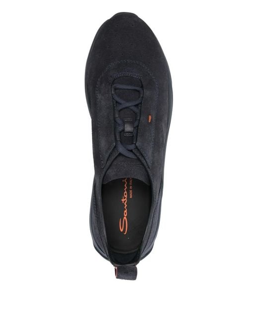 Santoni Blue Suede Sneakers for men