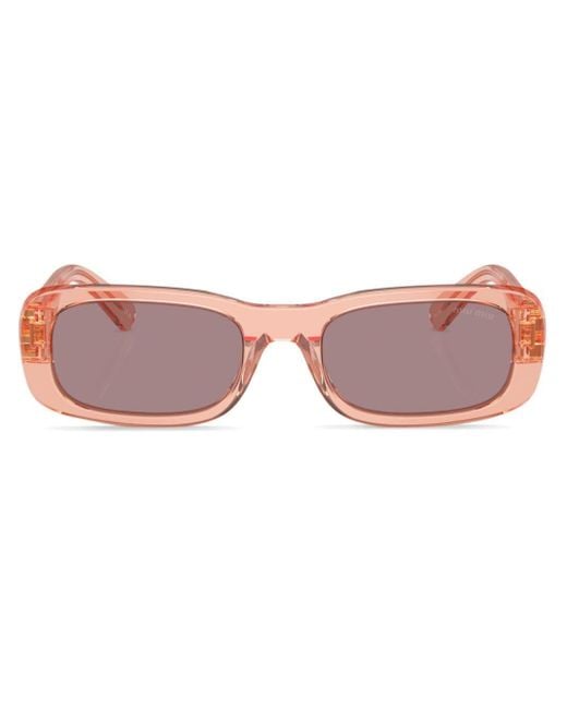 Miu Miu Pink Logo-lettering Rectangle-frame Sunglasses