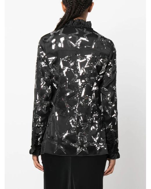 Rabanne Black Sequin-Embellished Star Shirt