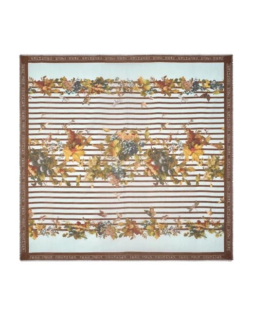 Jean Paul Gaultier Metallic Striped Floral Scarf