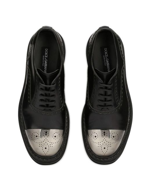 Dolce & Gabbana Black Francesina Contrast-toecap Rubber Derby Shoes for men