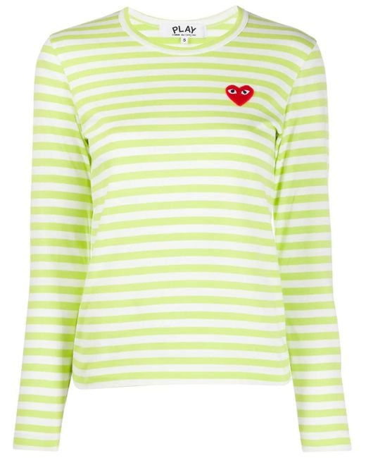 COMME DES GARÇONS PLAY Yellow T277 Bright Striped Long Sleeve Green