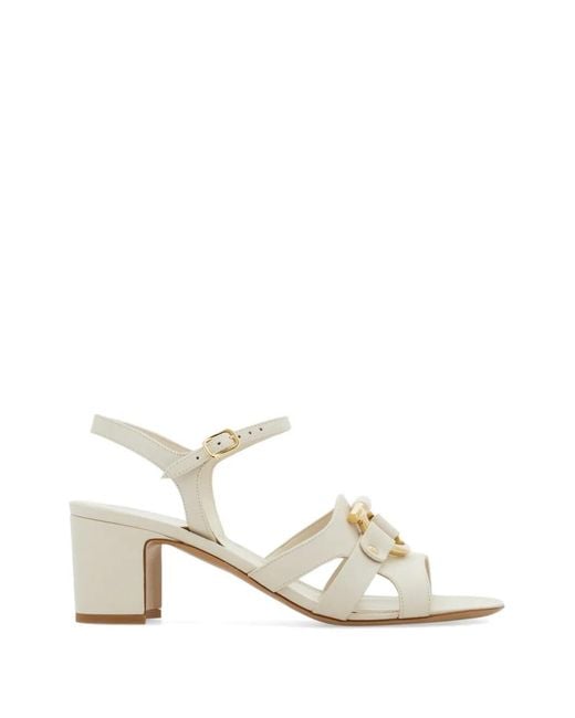 Ferragamo White Gancini Ornament Sandals