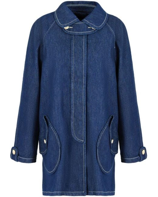 Emporio Armani Blue Contrast-stitching Denim Jacket