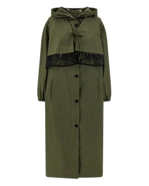 Le twins Green Removable-Hood Trench Coat