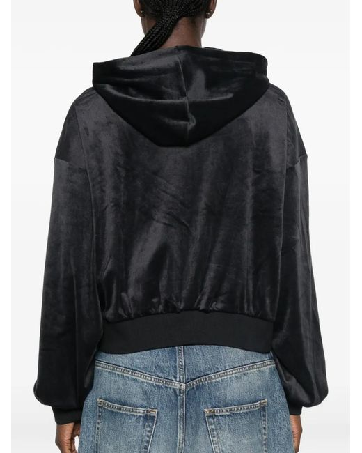 Adidas Black Velour Zip-Up Hoodie