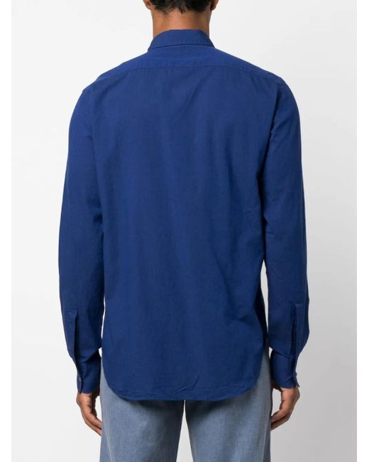Aspesi Blue Long-Sleeved Cotton Shirt for men