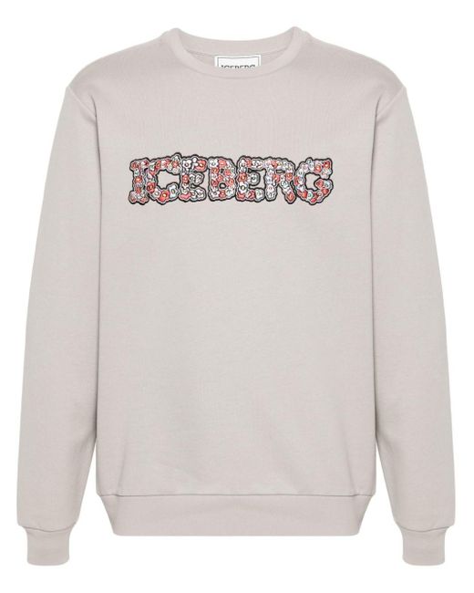 Iceberg Sweater Met Geborduurde Bloemen En Logo in het Gray voor heren