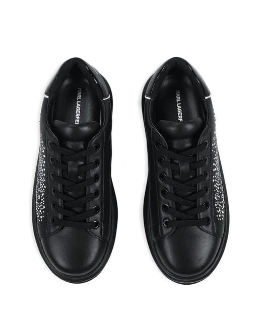 Karl Lagerfeld Black Rhinestone Lace-Up Sneakers