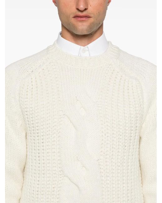 Pull Nervuré À Design Tressé Canali pour homme en coloris White