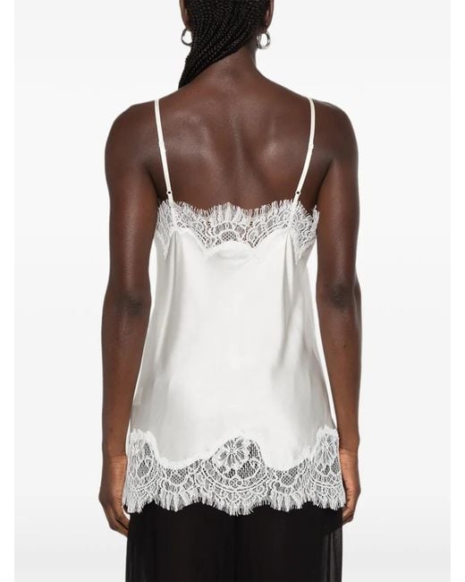 MANSPHIL White V-Neck Lace-Trim Top