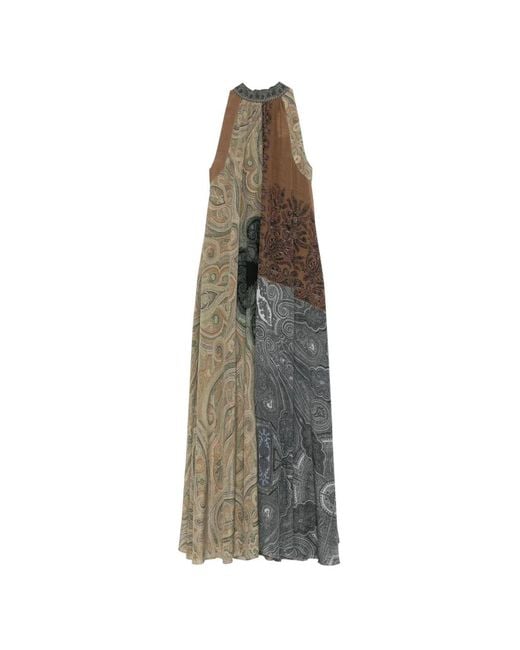 Pierre Louis Mascia Natural Paisley Sleeveless Maxi Dress