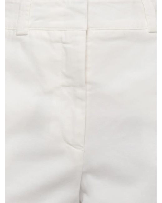Peserico White Pressed-Crease Straight-Leg Trousers