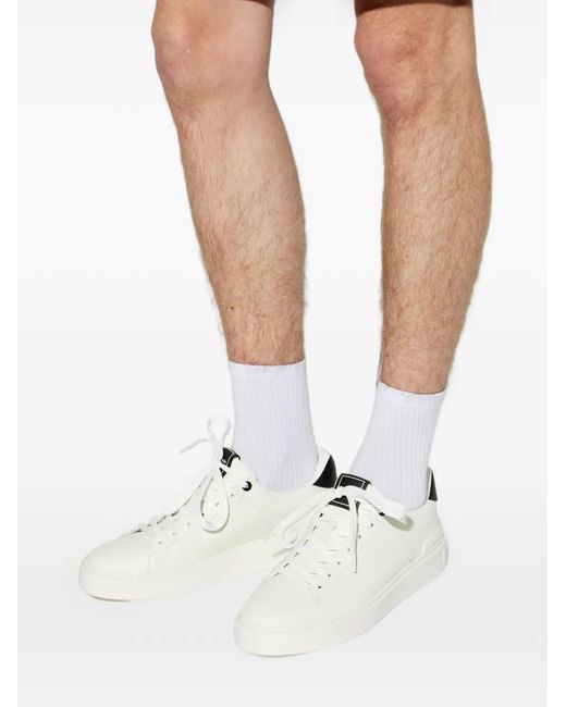 Balmain White B-Court Leather Sneakers for men