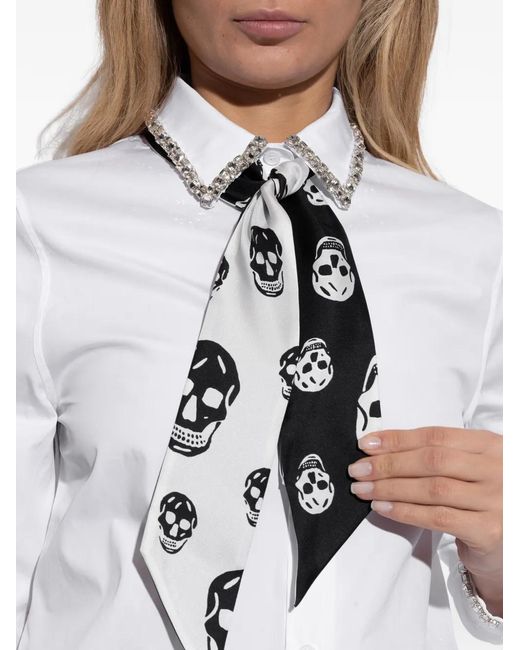 McQueen Black Skull-Print Scarf
