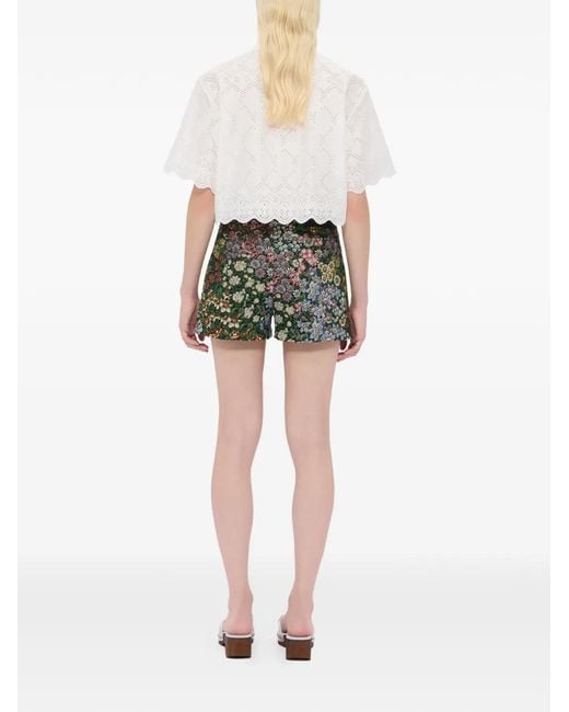 MSGM Green Short À Fleurs