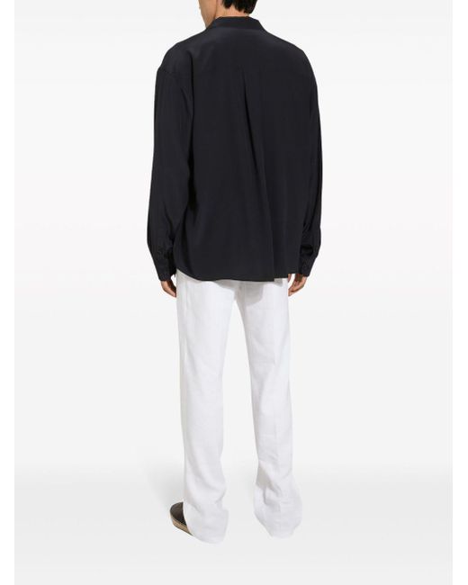 Dolce & Gabbana White Button-fastening Linen-blend Wide-leg Trousers for men