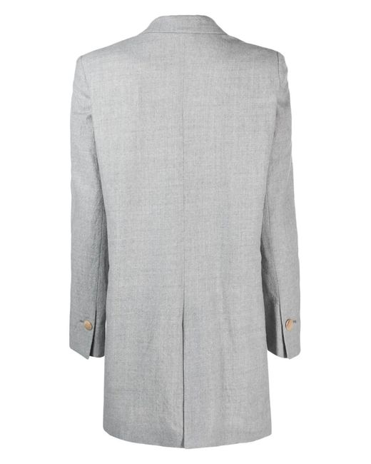Alysi Gray Double-Breasted Virgin Wool Coat