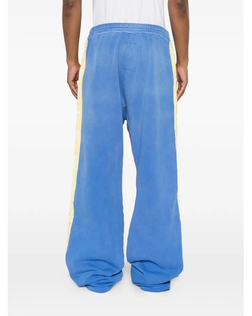 Secnd Slf Blue Lace-Up Star-Print Track Pants for men