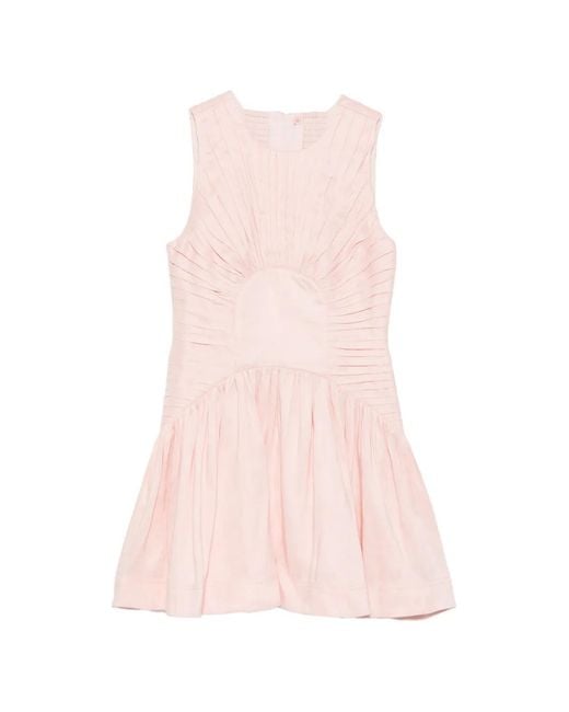Aje. Pink Medea Pintucked Sleeveless Dress