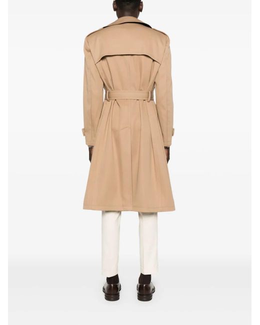 Tagliatore Natural Double-Breasted Belted Trench Coat for men