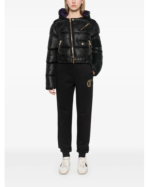 Just Cavalli Black Biker Puffer Jacket