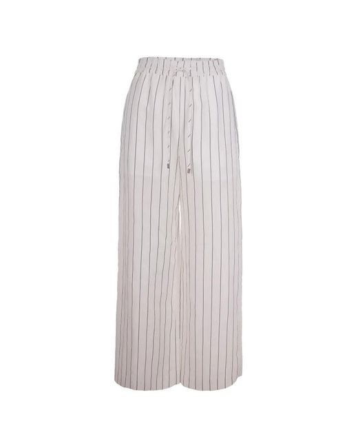 Liu Jo White Striped Elasticated Wide-Leg Pants