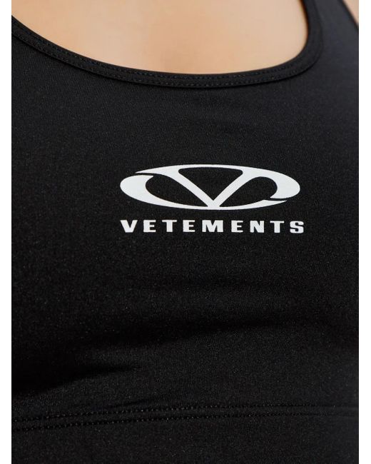 Vetements Black Logo-Print Top