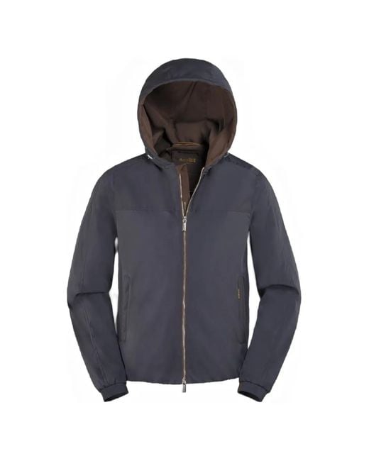 Moorer Blue Albori-Tj Hooded Zip-Fastening Jacket for men