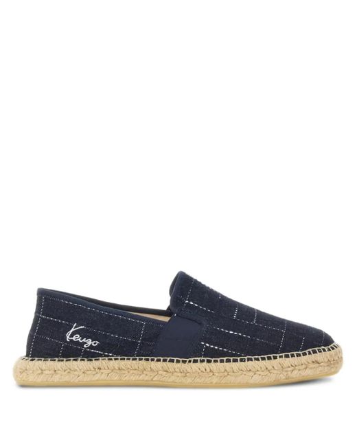 KENZO Blue Grid-Pattern Espadrilles for men