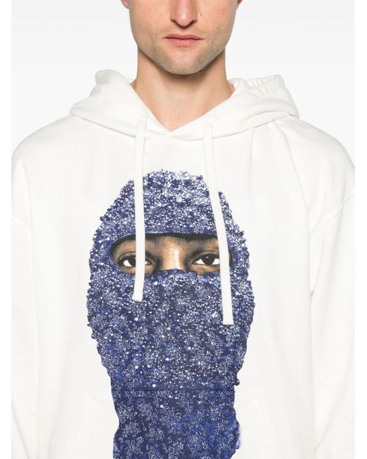 Ih Nom Uh Nit Blue Floral Mask-print Cotton Hoodie for men
