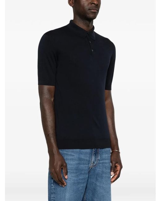 Fedeli Black Polo À Col Boutonné for men