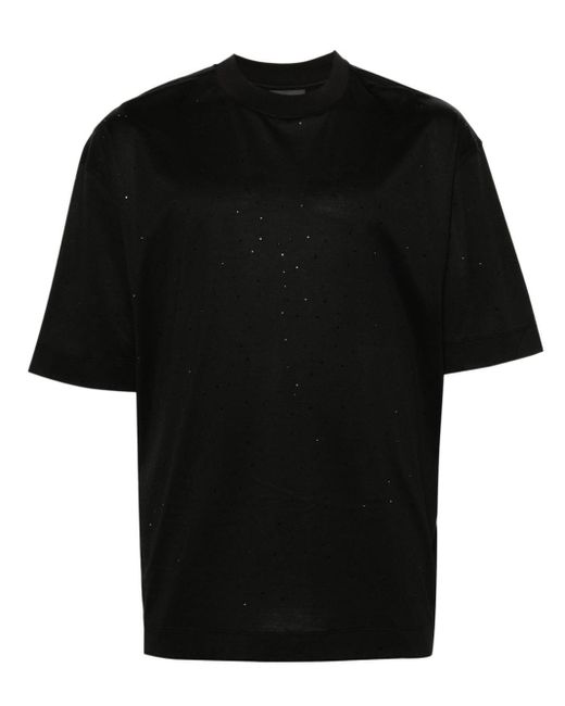 Emporio Armani Black Rhinestone-embellished Jersey T-shirt for men