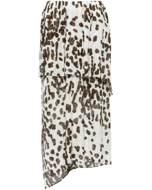 Christian Wijnants White Sefu Animal-print Midi Skirt