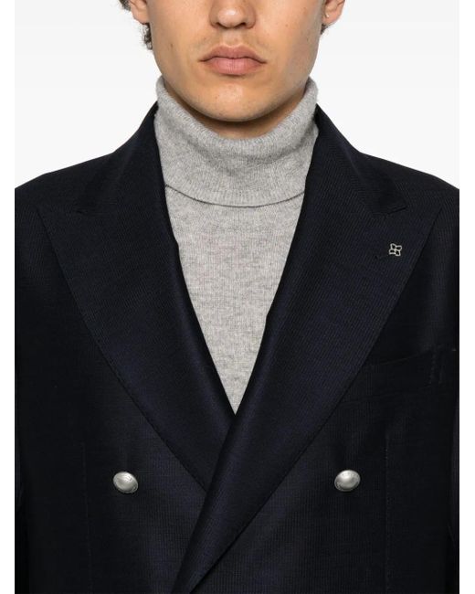 メンズ Tagliatore Wool Double-breasted Blazer Blue