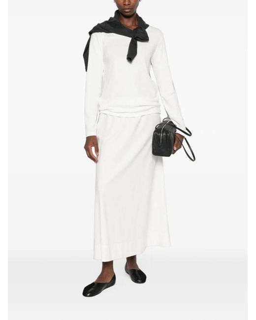 The Row White Kalto Long-Sleeve Scoop-Neck T-Shirt