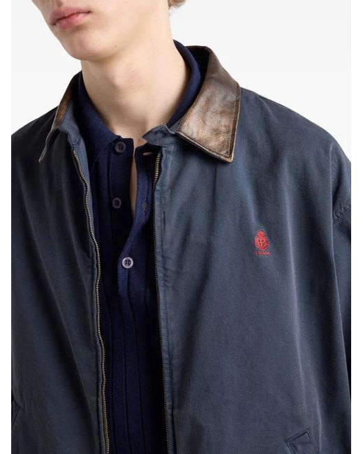 Prada Blue Cashmere And Silk Polo Shirt for men