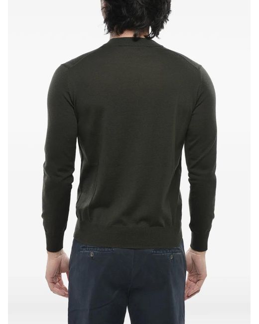 Paolo Pecora Black V-Neck Wool Sweater for men