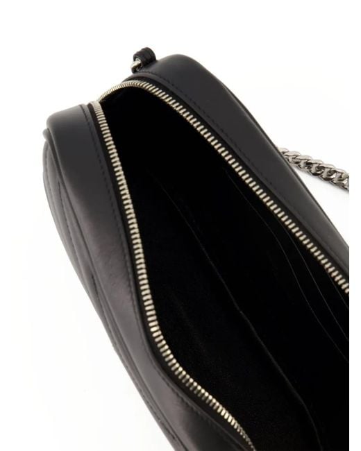 Saint Laurent Black Mini Lou Chevron Logo Shoulder Bag