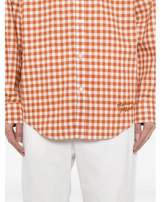 Maison Kitsuné Orange Chemise À Carreaux Vichy for men