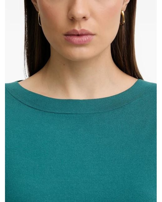 Sisley Blue Boat-Neck Drop-Shoulder Sweater