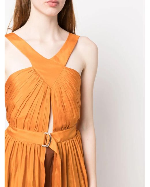 Alberta Ferretti Orange Long Draped Silk Top