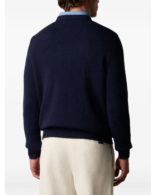 Brooks Brothers Blue Shetland-Wool Long-Sleeve Sweater for men