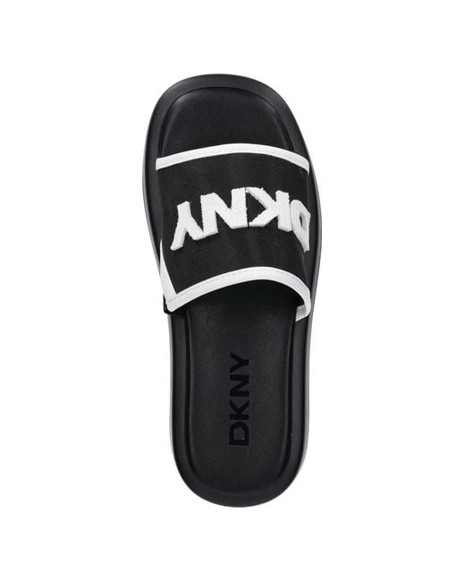 DKNY Black Logo Flatform Slide