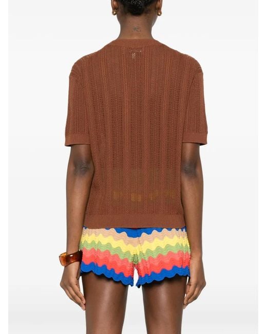 Bompard Brown Round-Neck Knitted T-Shirt
